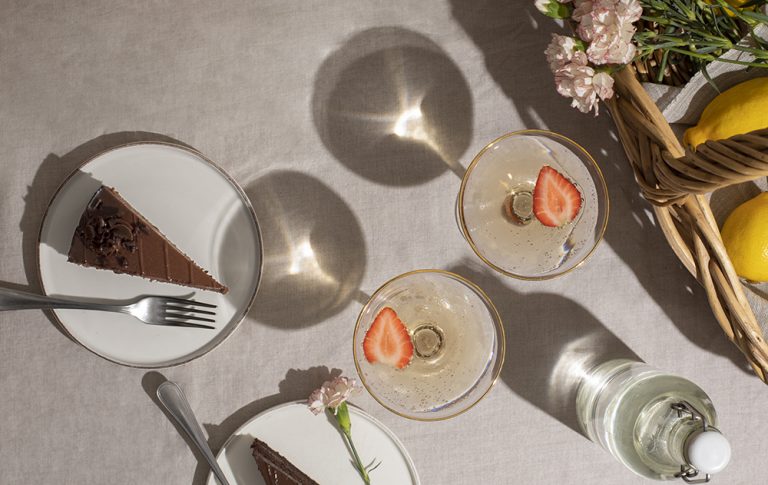Champagne and chocolate cake