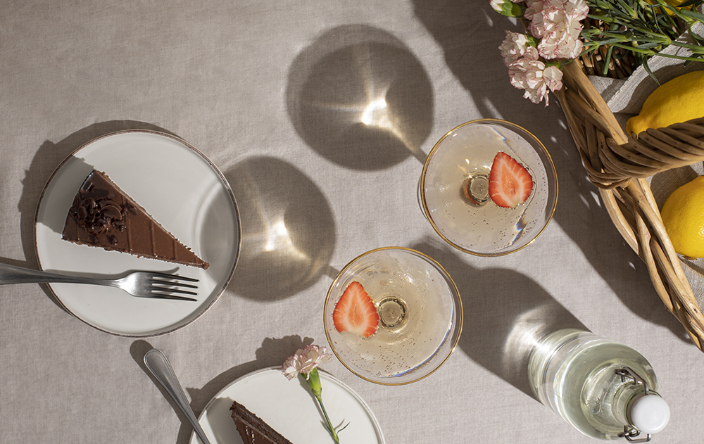 Champagne and chocolate cake